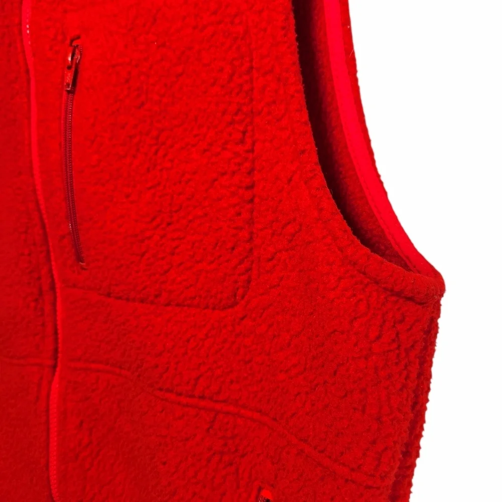 Land's End Men's Vintage Sherpa Fleece Polartec Vest Red Medium 90s Classic